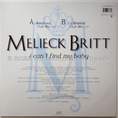 Melieck Britt - I Can't Find My Baby • 12" Vinyl Maxi • MINT - Labyrinth Music