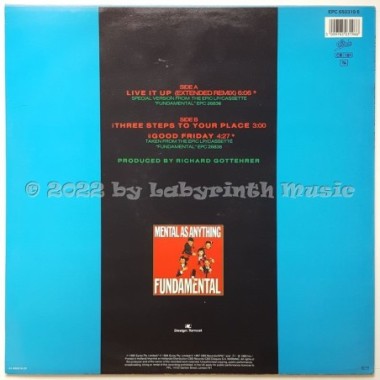 Mental As Anything - Live It Up • 12" Vinyl Maxi • NM - Labyrinth Music