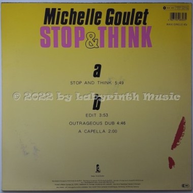 Michelle Goulet - Stop & Think • 12" Vinyl Maxi - Labyrinth Music