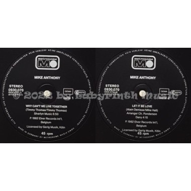 Mike Anthony - Why Can't We Live Together • 12" Vinyl Maxi - Labyrinth Music