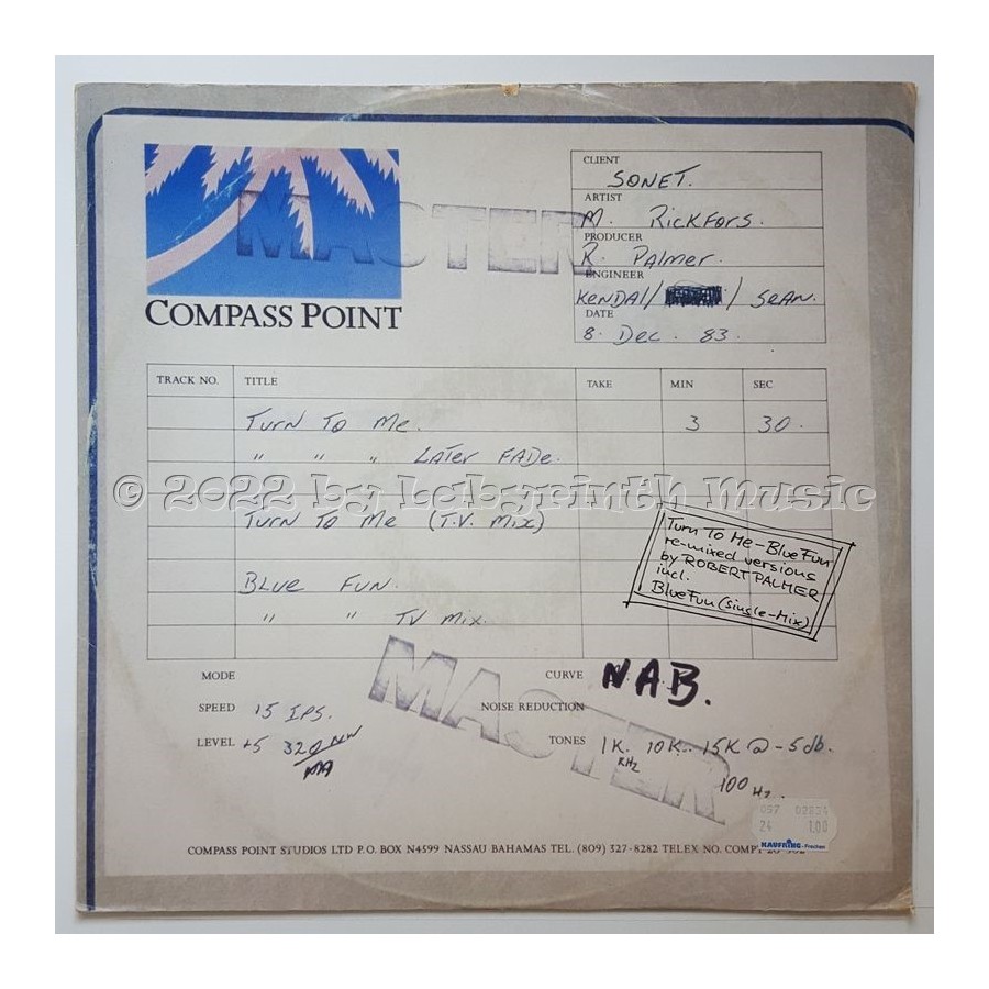 Mikael Rickfors - Blue Fun • 12" Vinyl Maxi • EX - Labyrinth Music