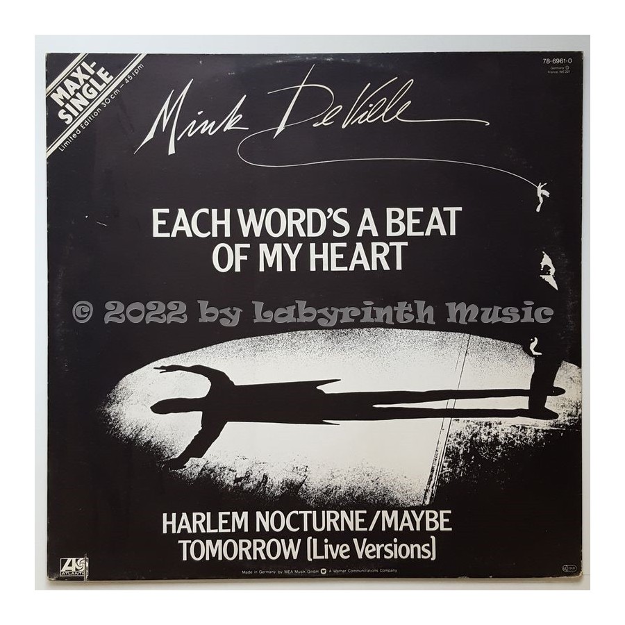 Mink Deville - Each Word's A Beat Of My Heart • 12" Vinyl Maxi - Labyrinth Music