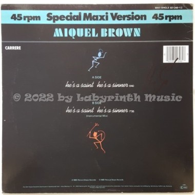 Miquel Brown - He's A Saint, He's A Sinner • 12" Vinyl Maxi • EX - Labyrinth Music