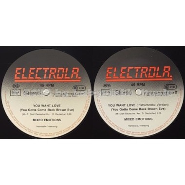 Mixed Emotions - You Want Love • Maria, Maria ... • 12" Vinyl Maxi - Labyrinth Music