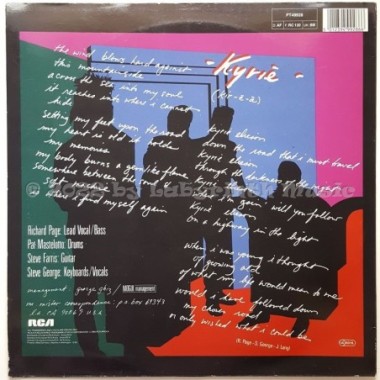 Mr. Mister - Kyrie • 12" Vinyl Maxi • EX - Labyrinth Music