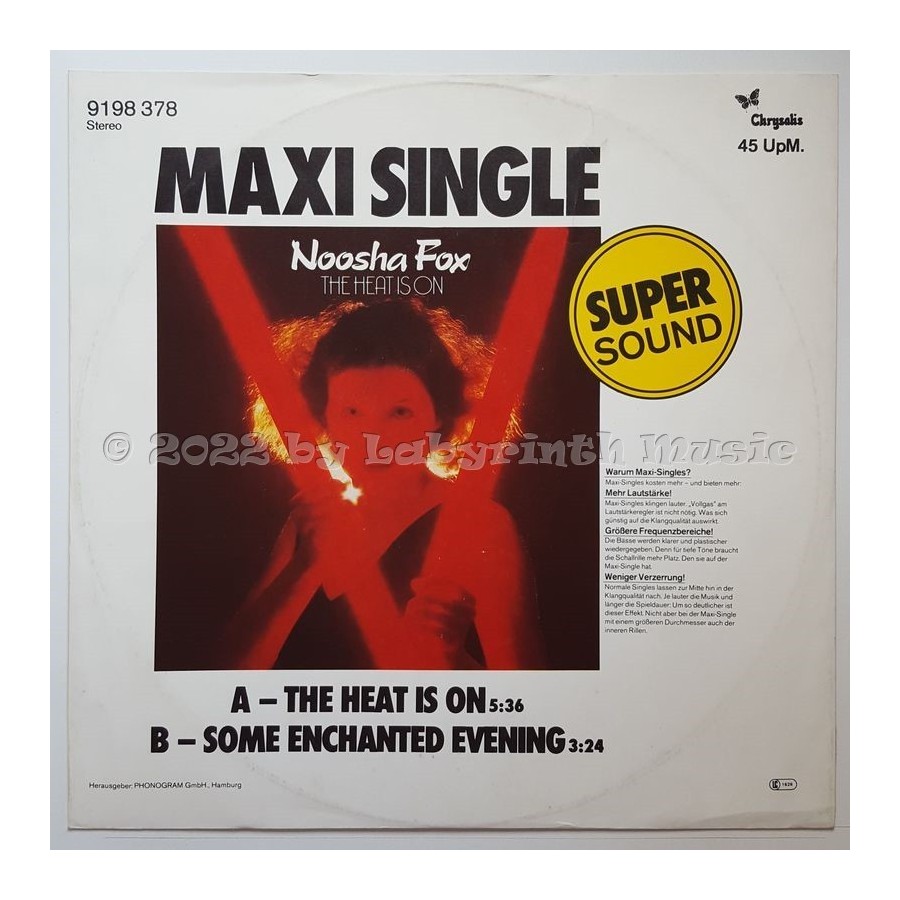 Noosha Fox - The Heat Is On • 12" Vinyl Maxi • EX - Labyrinth Music