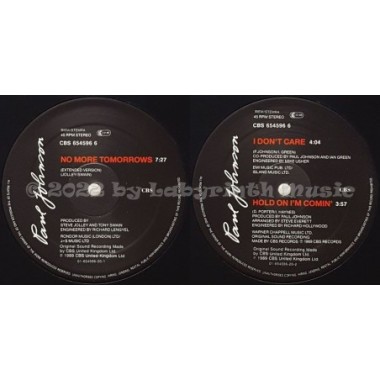 Paul Johnson - No More Tomorrows • 12" Vinyl Maxi • MINT - Labyrinth Music