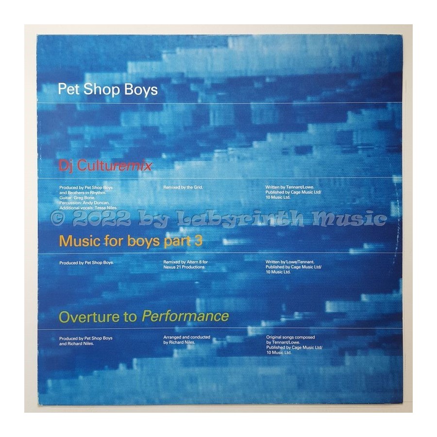 Pet Shop Boys - DJ Culturemix • 12" Vinyl Maxi • EX - Labyrinth Music