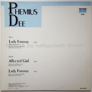 Phemius Dee - Lady Fantasy • 12" Vinyl Maxi • NM - Labyrinth Music