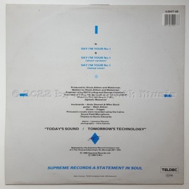 Princess - Say I'm Your No. 1 • 12" Vinyl Maxi - Labyrinth Music