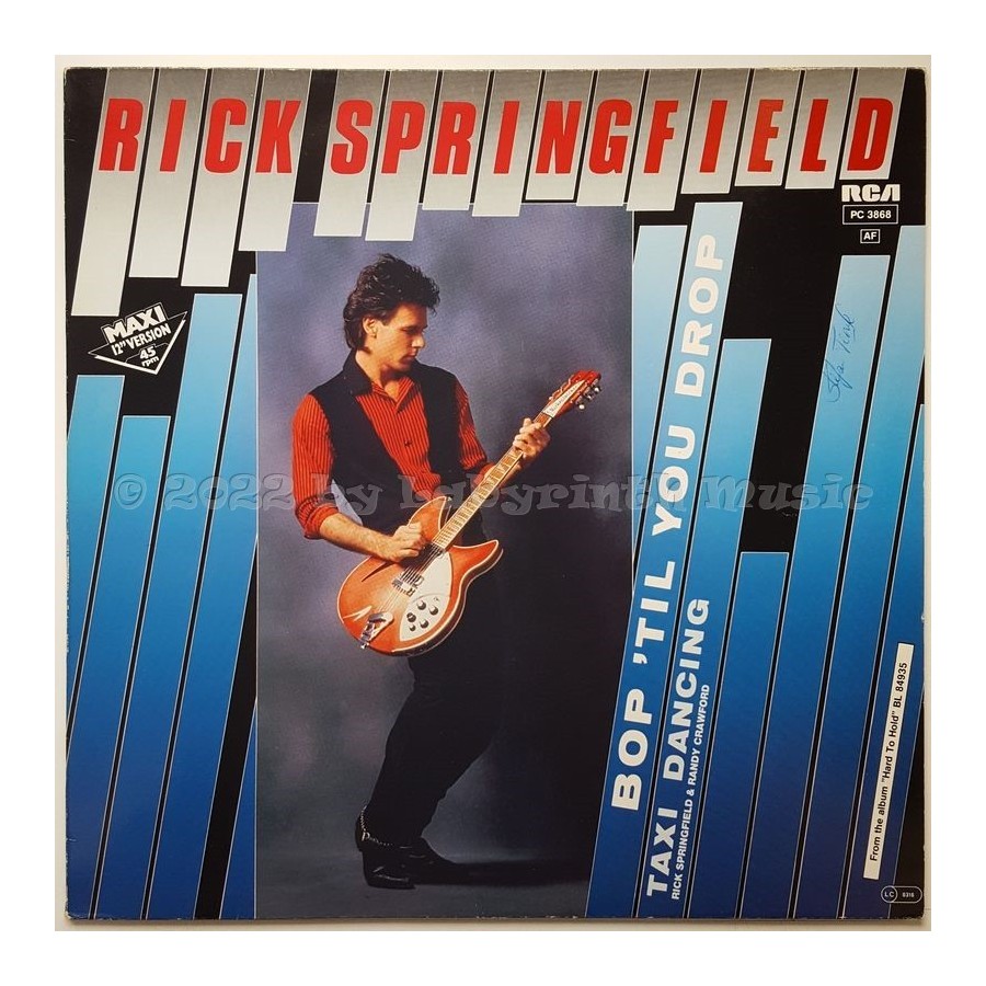 Rick Springfield - Bop 'til You Drop • 12" Vinyl Maxi • EX - Labyrinth Music