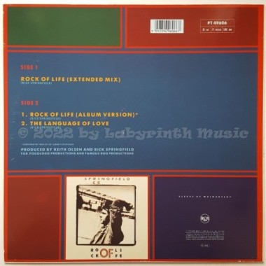 Rick Springfield - Rock Of Life • 12" Vinyl Maxi • NM - Labyrinth Music