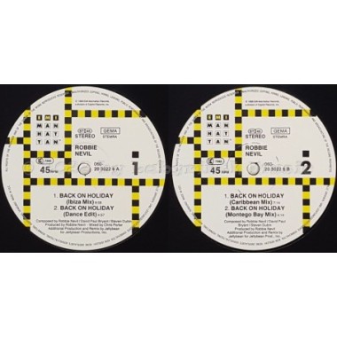 Robbie Nevil - Back On Holiday • 12" Vinyl Maxi - Labyrinth Music