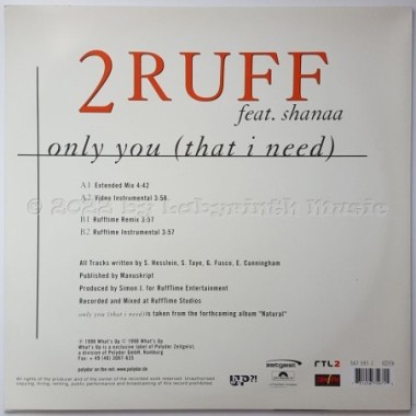 2ruff Feat. Shanaa - Only You (That I Need) • 12" Vinyl Maxi • MINT - Labyrinth Music