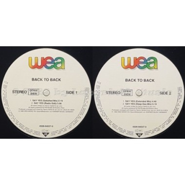 Back To Back - Say Yes • 12" Vinyl Maxi • MINT - Labyrinth Music