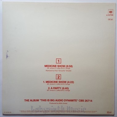Big Audio Dynamite - Medicine Show (US Remix) • 12" Vinyl Maxi • NM - Labyrinth Music
