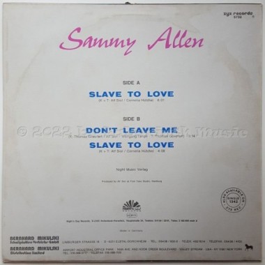 Sammy Allen - Slave To Love • 12" Vinyl Maxi • EX - Labyrinth Music