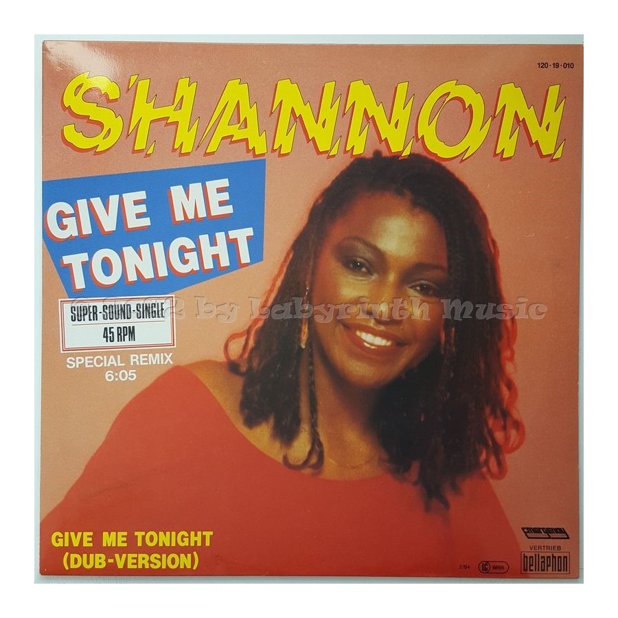 Shannon - Give Me Tonight • 12" Vinyl Maxi • MINT - Labyrinth Music