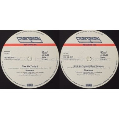 Shannon - Give Me Tonight • 12" Vinyl Maxi • MINT - Labyrinth Music