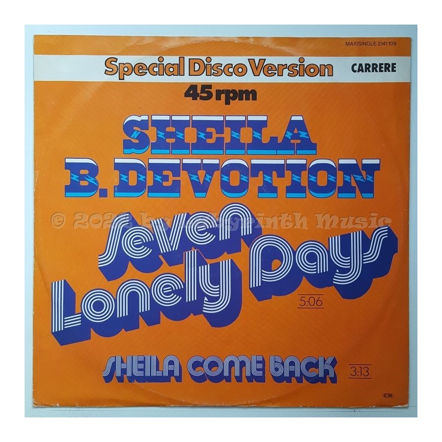 Sheila & B. Devotion - Seven Lonely Days • 12" Vinyl Maxi - Labyrinth Music