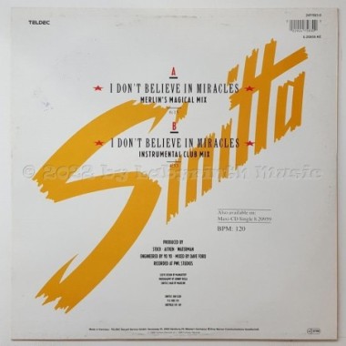 Sinitta - I Don't Believe In Miracles • 12" Vinyl Maxi • MINT - Labyrinth Music
