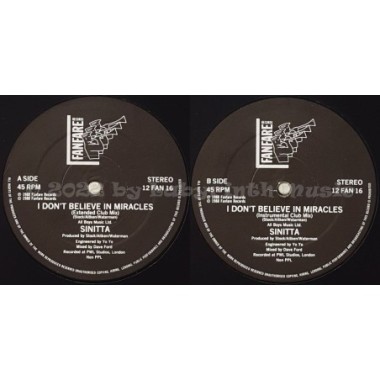 Sinitta - I Don't Believe In Miracles • 12" Vinyl Maxi • NM - Labyrinth Music