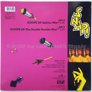Snap! - Ooops Up • Sphinx Mix + The Double Trouble Mix • 12" Vinyl Maxi • EX - Labyrinth Music
