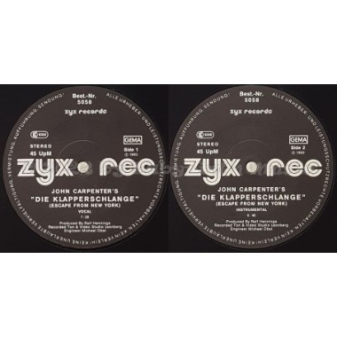 The Splash Band - John Carpenter's Die Klapperschlange • 12" Vinyl Maxi - Labyrinth Music