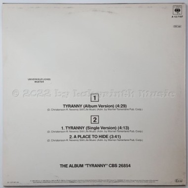 Stabilizers - Tyranny • 12" Vinyl Maxi • MINT - Labyrinth Music