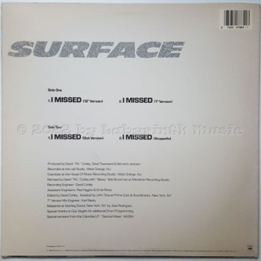 Surface - I Missed • 12" Vinyl Maxi • EX - Labyrinth Music