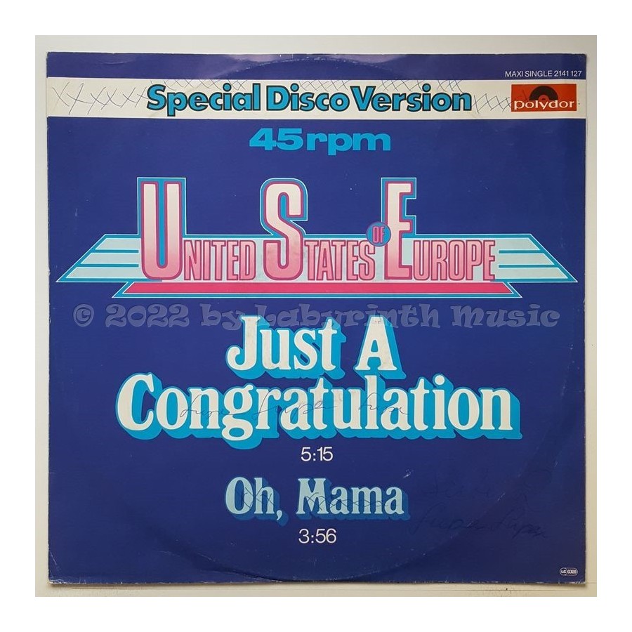 United States Of Europe - Just A Congratulation • 12" Vinyl Maxi • EX - Labyrinth Music