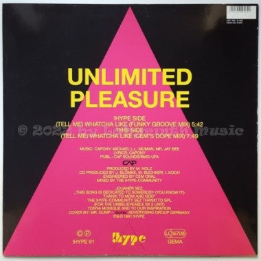 Unlimited Pleasure - (Tell Me) Watcha Like • 12" Vinyl Maxi • EX - Labyrinth Music