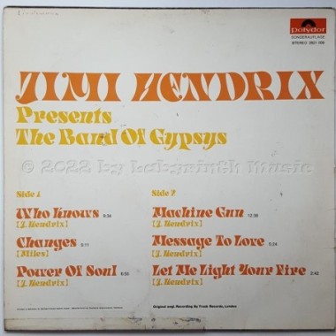 Jimi Hendrix - Presents The Band Of Gypsys • 12" Vinyl LP - Labyrinth Music