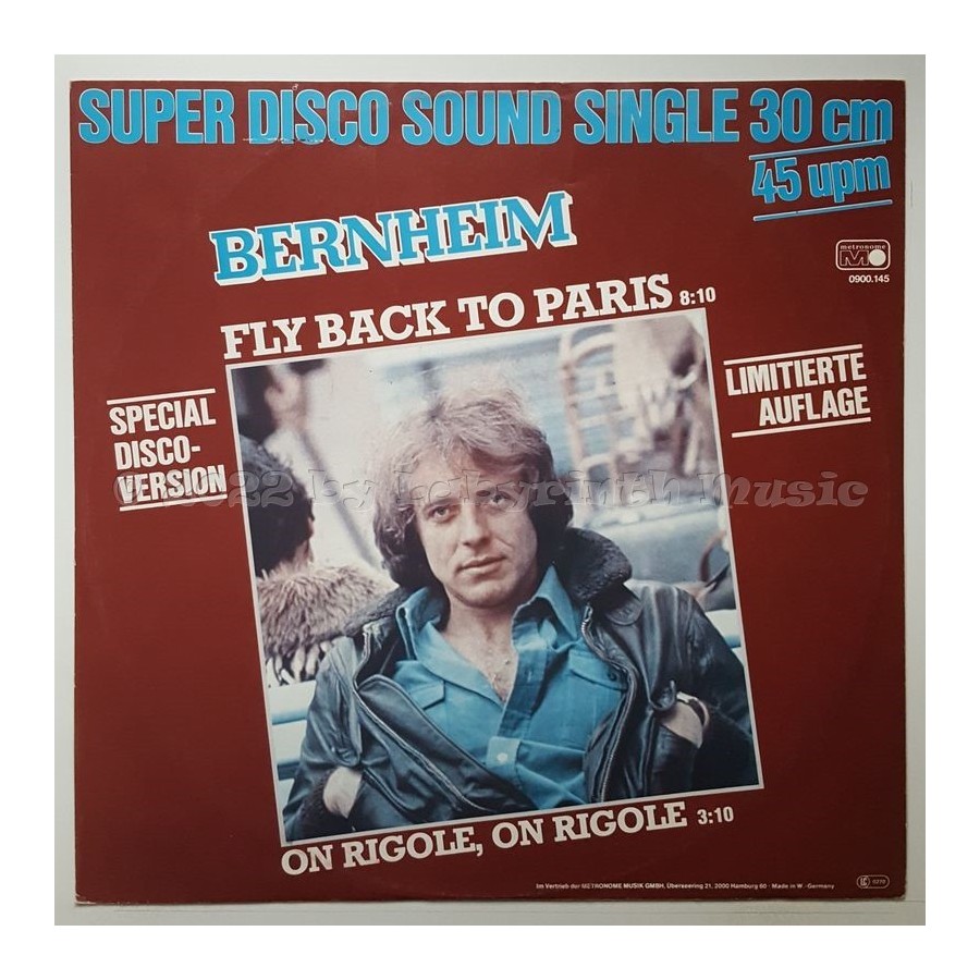 Bernheim - Fly Back To Paris • 12" Vinyl Maxi • NM - Labyrinth Music