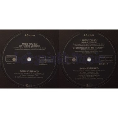 Bonnie Bianco - Miss You So • 12" Vinyl Maxi • NM - Labyrinth Music