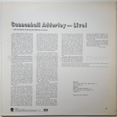 Cannonball Adderley - Live • 12" Vinyl LP • EX - Labyrinth Music