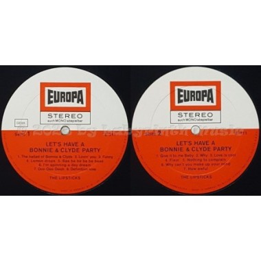 The Lipsticks - Let's Have A Bonnie & Clyde Party • 12" Vinyl LP • MINT - Labyrinth Music