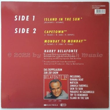Harry Belafonte - Island In The Sun • 12" Vinyl Maxi • MINT - Labyrinth Music