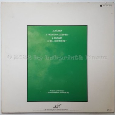 Julian Lennon - Too Late For Goodbyes • 12" Vinyl Maxi - Labyrinth Music