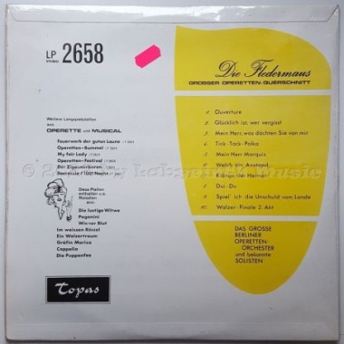 Grosse Berliner Operettenorchester, Das - Die Fledermaus (Grosser Operetten-Querschnitt) • 12" Vinyl LP • MINT - Labyrinth Music