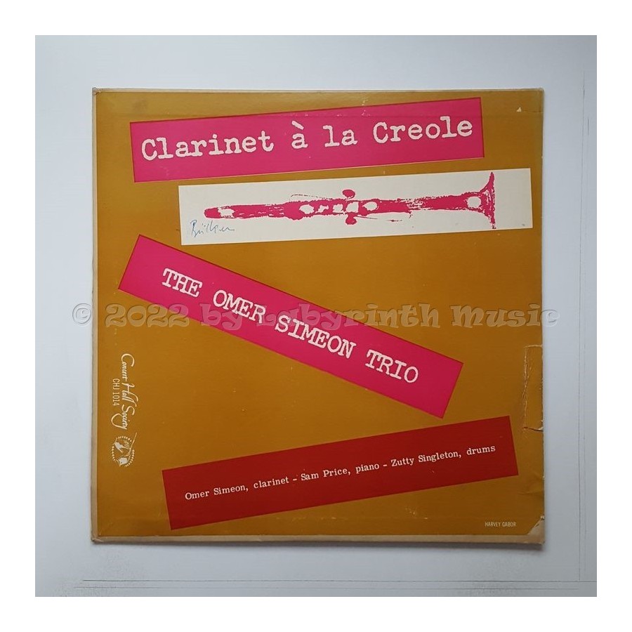 Omer Simeon Trio - Clarinet A La Creole • 10" Vinyl • EX - Labyrinth Music