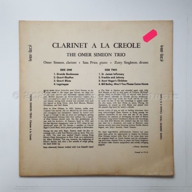 Omer Simeon Trio - Clarinet A La Creole • 10" Vinyl • EX - Labyrinth Music