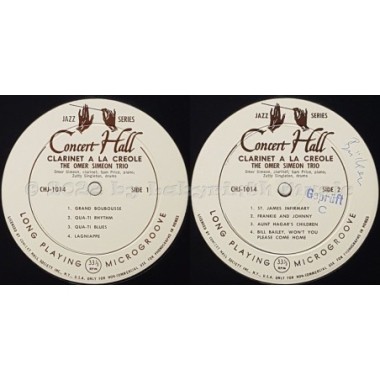 Omer Simeon Trio - Clarinet A La Creole • 10" Vinyl • EX - Labyrinth Music