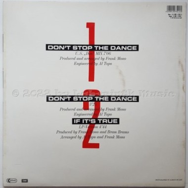 Performing Organ Process - Don't Stop The Dance • U.S. Don Mix • 12" Vinyl Maxi • EX - Labyrinth Music