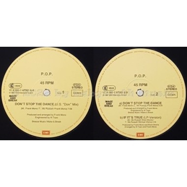 Performing Organ Process - Don't Stop The Dance • U.S. Don Mix • 12" Vinyl Maxi • EX - Labyrinth Music