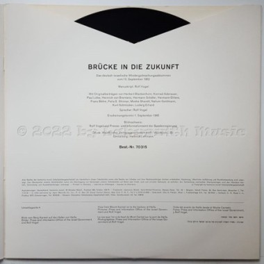 Rolf Vogel - Brücke In Die Zukunft - Das Deutsch-Israelische Wiedergutmachungsabkommen Vom 10. September 1952 • 12" Vinyl LP - L