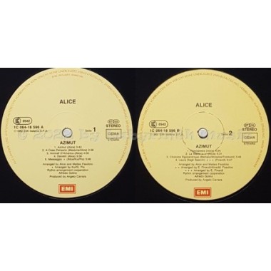 Alice - Azimut • 12" Vinyl LP • EX - Labyrinth Music