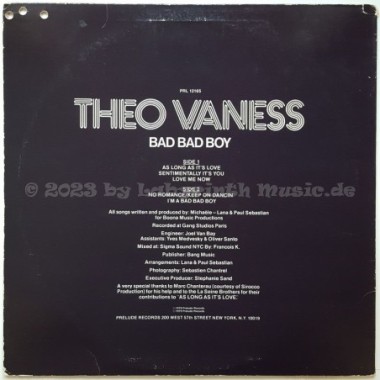 Theo Vaness - Bad Bad Boy • 12" Vinyl LP - Labyrinth Music