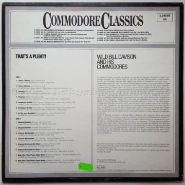 Wild Bill Davison And His Commodores - That's A Plenty • 12" Vinyl LP - Labyrinth Music