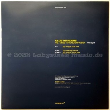 Club Invaders vs. Miss Thunderpussy - Mirage • 12" Vinyl Maxi • MINT - Labyrinth Music